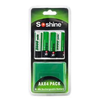 

4PCS/Pack Soshine 2500mAh AA 1.2V Ni-Mh Rechargeable Battery AA NIMH Battery + Battery box