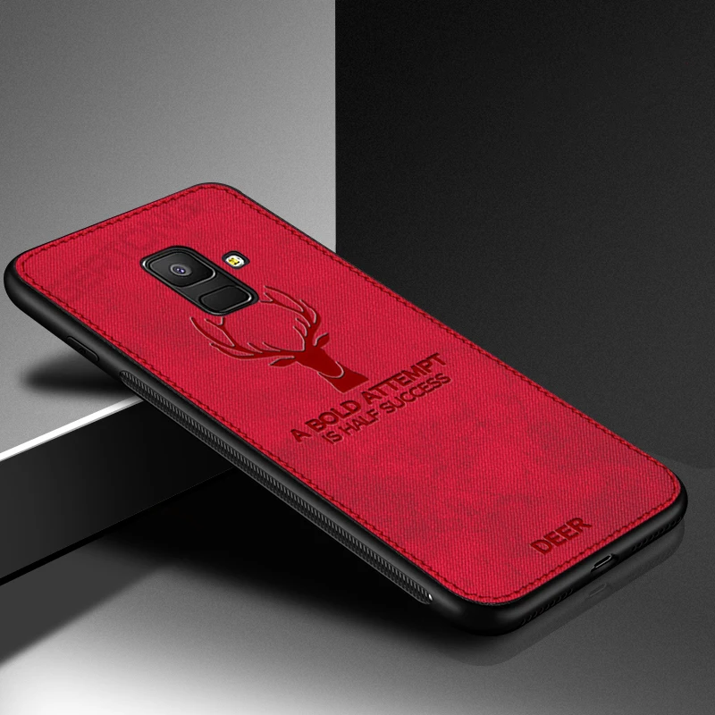 Олень ткань чехол для телефона для Samsung Galaxy A8 A6 J4 J6 плюс J5 J7 J3 Note 9 8 S8 S9 S10 плюс S10e бизнес-Чехол - Цвет: Red