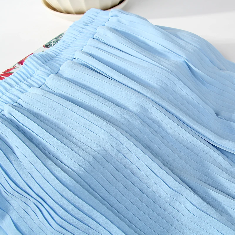 LXMSTH 12 Цвет Для женщин юбка в стиле бохо длинные плиссированные юбки Весна летние резинка на талии одноцветное элегантный шифона праздник макси юбка