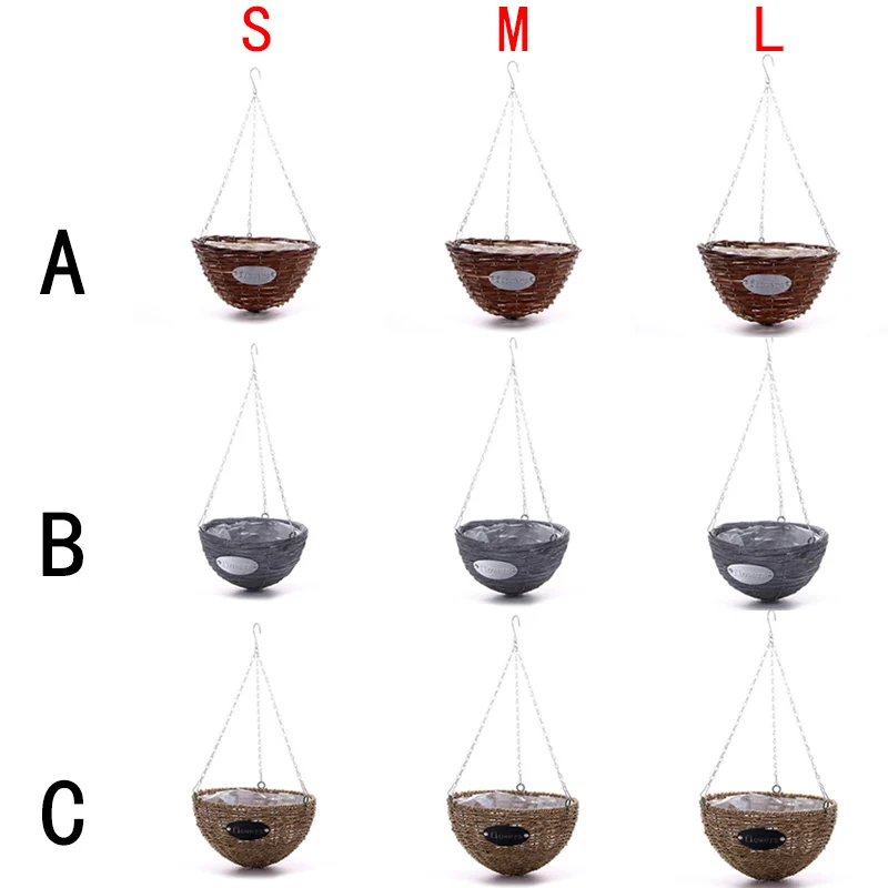 Балкон плетеная корзина для цветов садовый горшок для роста горшок сумка подвесной ротанговый ваза для сада украшения дома стены