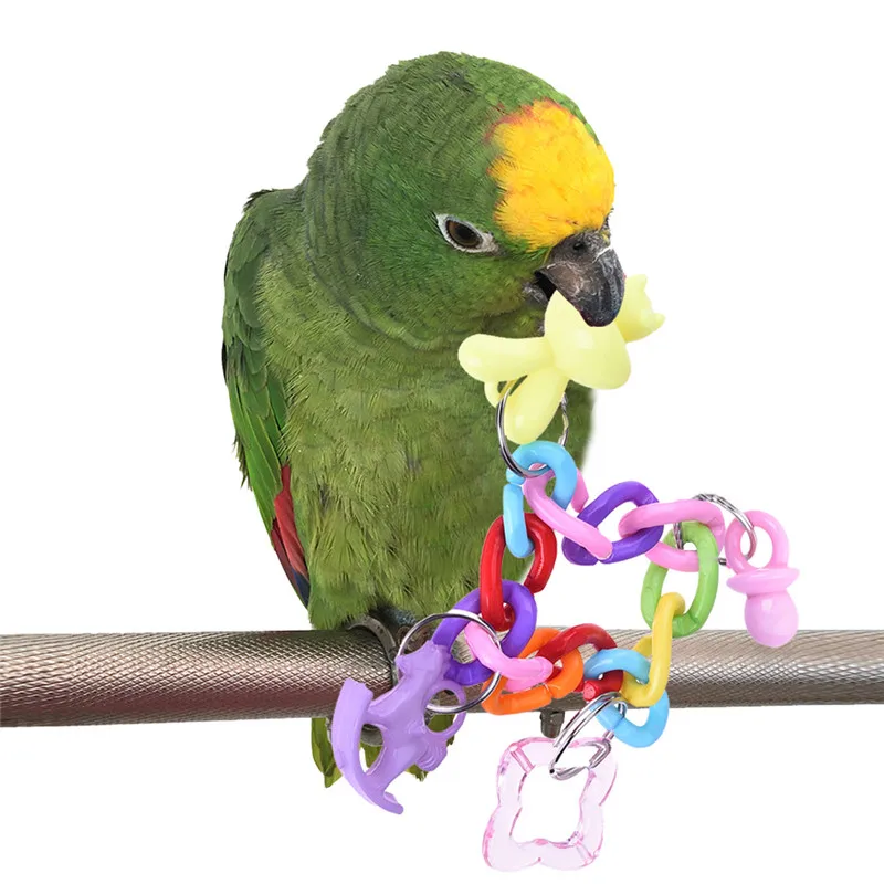 Pet Birds Colorful Chain Links Parrot Chew Toys Swing Bridge Bird