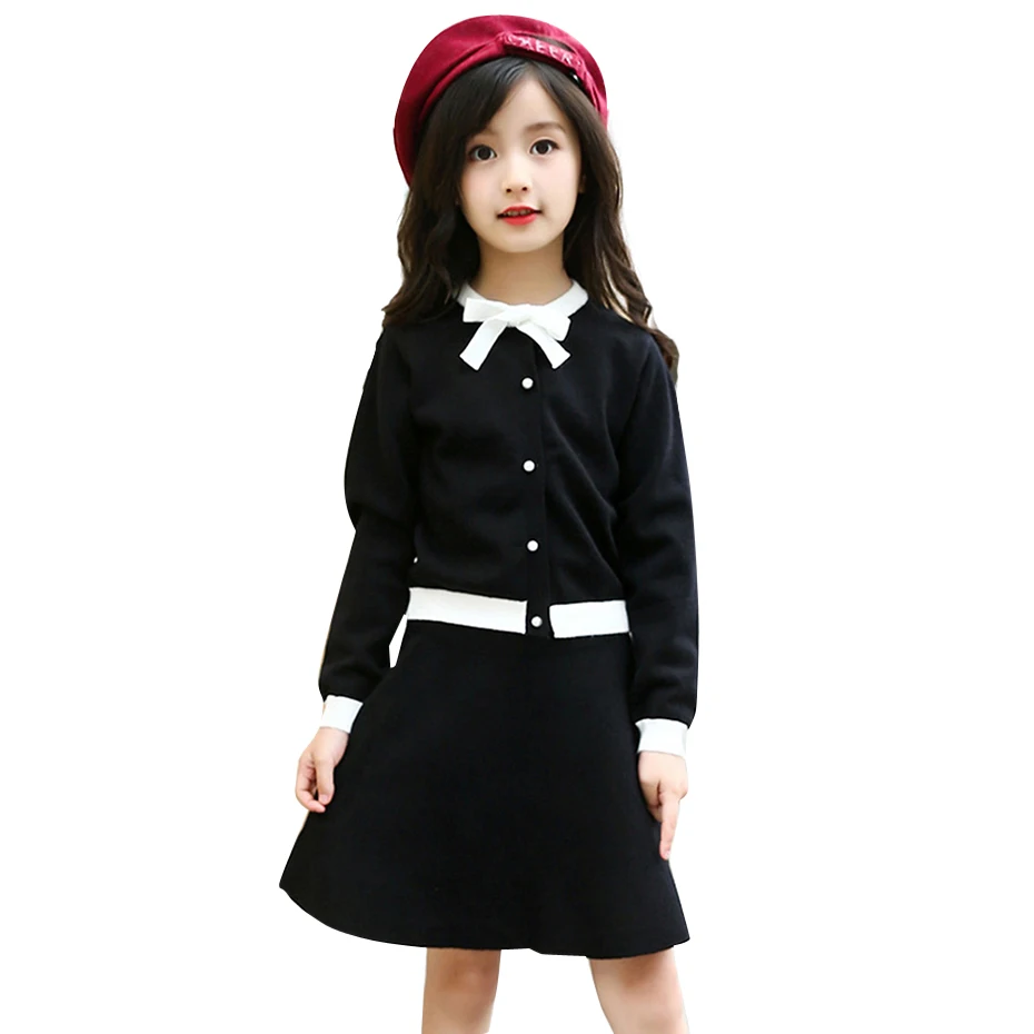 

Girls Clothes Set Knitted Sweater + Skirt 2PCS Clothing Girl Set Spring Autumn Teenage Clothes For Children 6 8 10 12 13 14 Year
