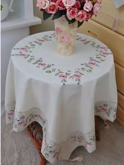 

85cm(34x34 inches) Square Tablecloth Hemstitched Embroidery Tablecloth Tablecover