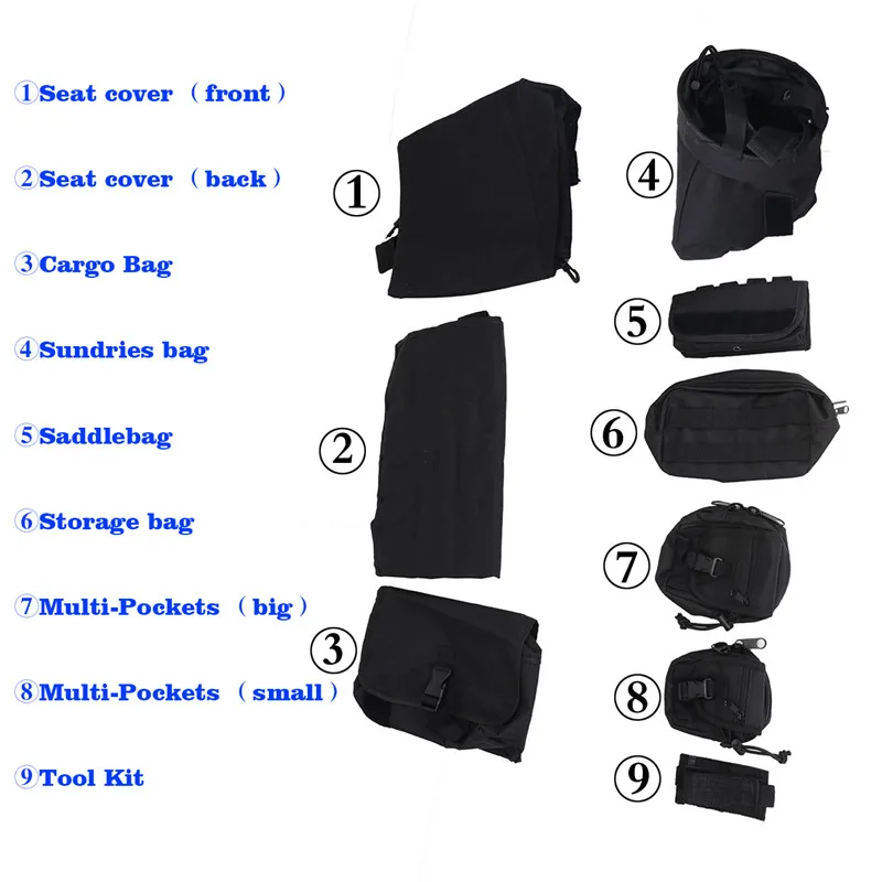 Front Seat Cover Storage Bags Multi Pockets Tool Saddle Bag For Jeep Wrangler JK 2007-2017 Multifunctional Cargo Pouches KOLEROADER (4)