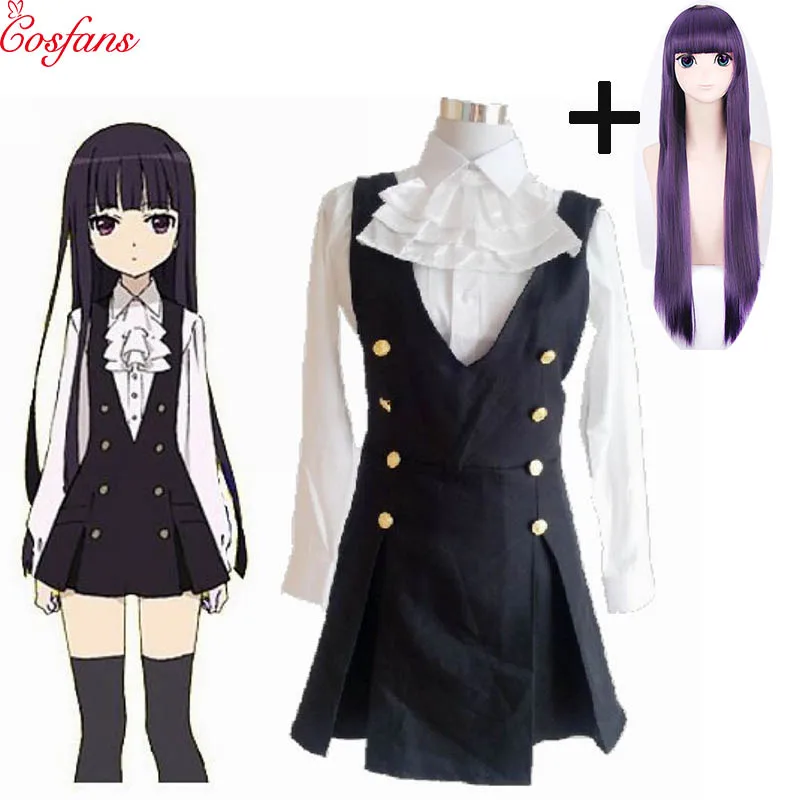 

2019 New Shirakiin Riricho Anime Inu x Boku SS Cosplay Cartoon Halloween Cos Woman Man Cosplay Costume Shirt skirt bow tie wigs