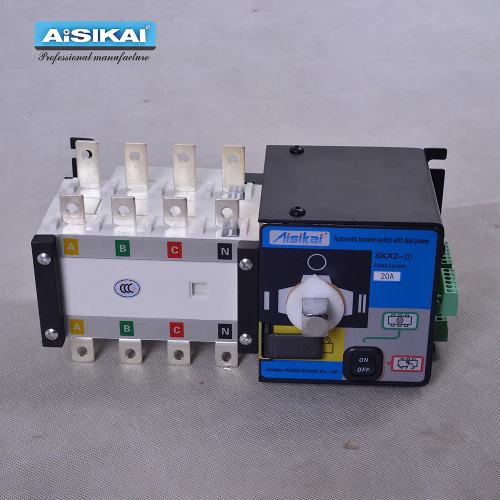 AISIKAI SKT2 20A/4P ATS контроллер с двойной мощностью автоматический переключатель