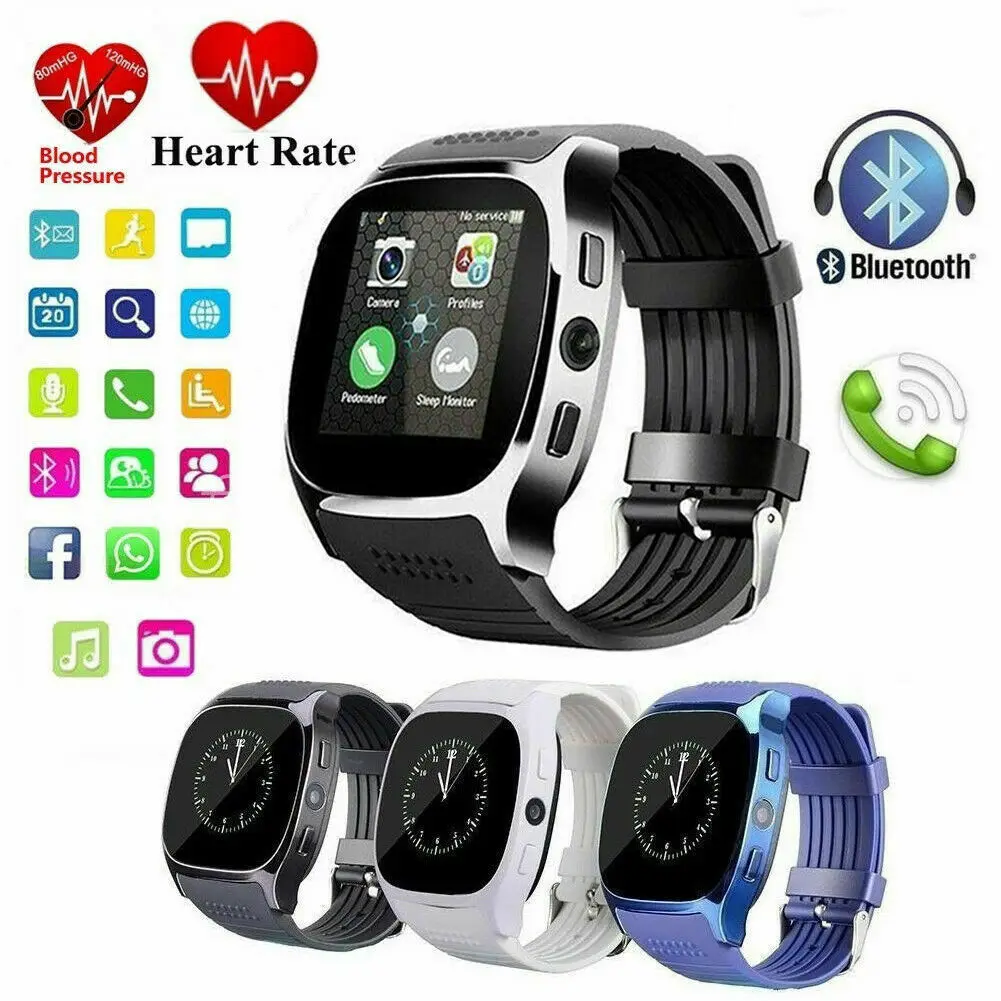 

T8M Sport Smart Watch Wristband Cam Heart Rate Monitor Fitness Tracker Waterproof SmartWatch For IOS Android