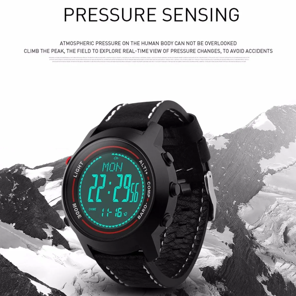 

MG03 Men PU Leather Strap Mountaineer Sports Outdoor Smart Watch Altimeter Barometer Thermometer For Boys Valentine Gifts