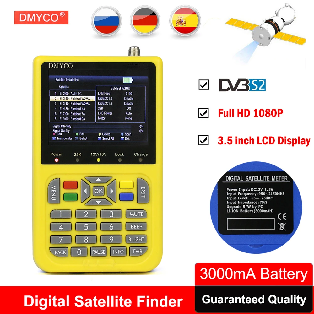 ТВ Искатель спутниковый искатель HD с 3 5 дюймовым ЖК цифровым SatFinder DVB S2 тюнером MPEG 4