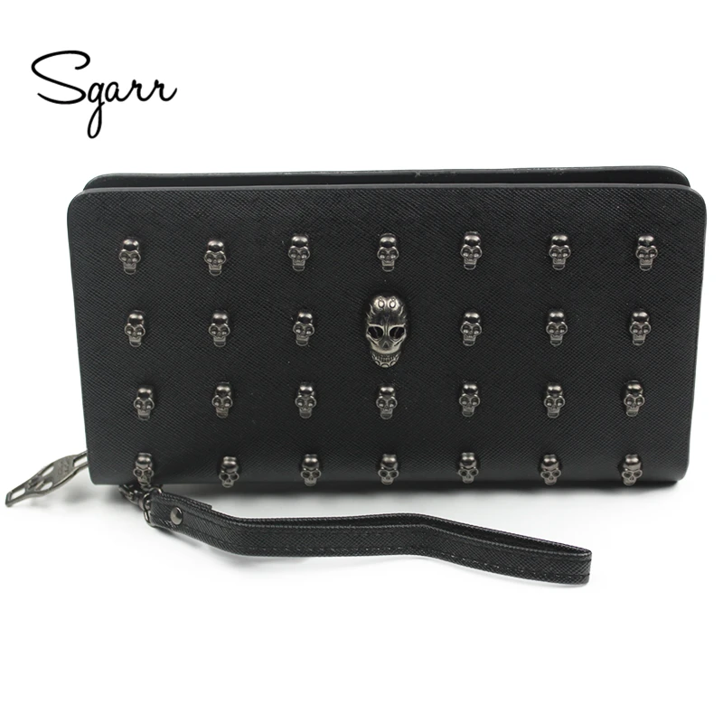 

SGARR female wallet clutch bag fashion luxury brand leather skull wallets women money purse quality girl long coin card holder