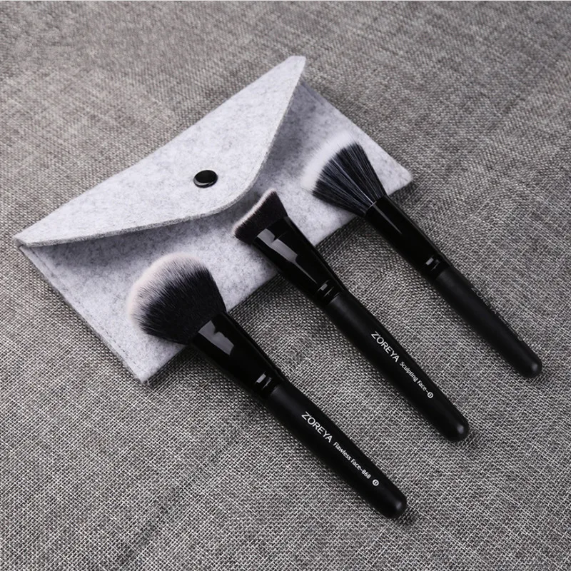 3 шт. Высококачественная Профессиональная Кисть для макияжа наборы кистей для макияжа черная основа, румяна, кисть для пудры