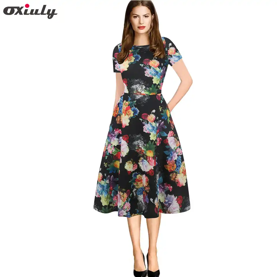 black flower print dress
