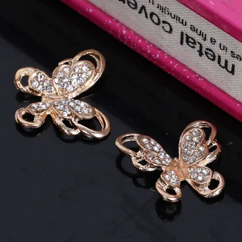 

Engood 60Pcs Gold Alloy Rhinestone Butterfly Flatback Buttons for for Clothing Wedding Sewing Diy Accessories Decorative ZJ417