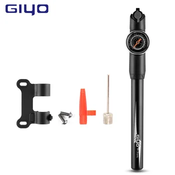 

GIYO Bicycle Pump Extractable Hose mini High Pressure Hand Pump with Gauge Ball Needle Tire Inflator Air Valve cycling parts