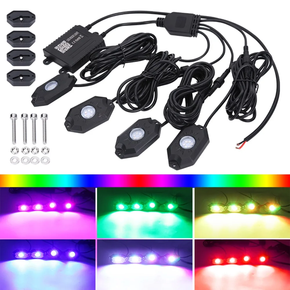 4 накладки RGB светодиодный Рок светильник комплект с Bluetooth Дистанционное