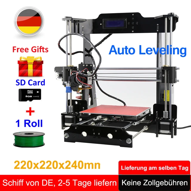 Best Price auto leveling 3D printer I3 High Precision printing size 220x220x240mm large 3d printer DIY Kit with 1 Roll filament 8G SD Card