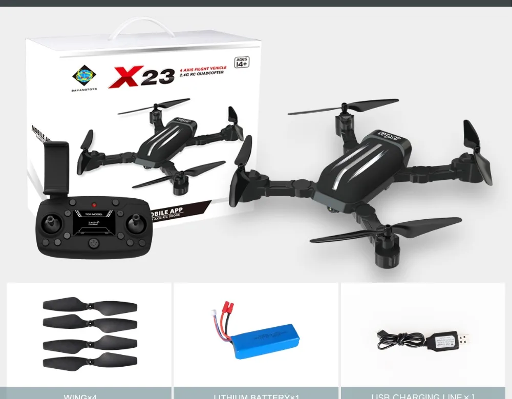 Подарок для мальчика, подарок для детей, RC X23WiFi 720P200 с 720 P HD камерой, Радиоуправляемый Дрон с вращением на 360 градусов, Дрон, четырехосный БПЛА, самолет с фиксированной осью