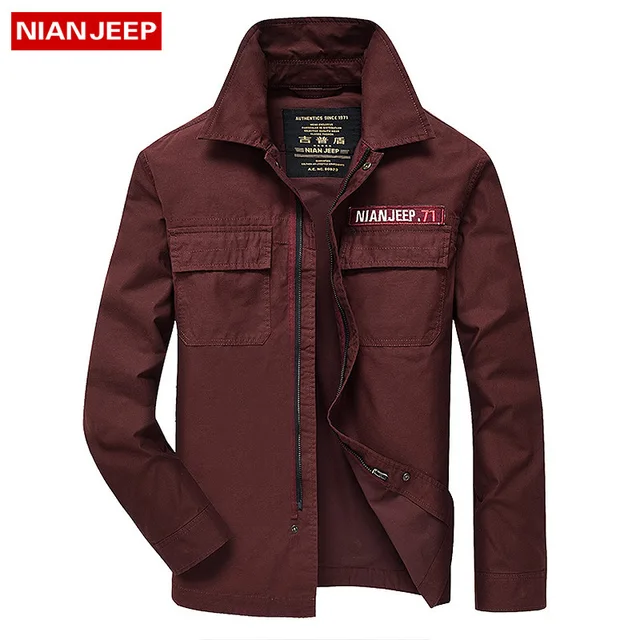 NIAN JEEP Brand Clothing Military Style Men's Long Sleeve Army Shirts Zipper Style Men Shirt