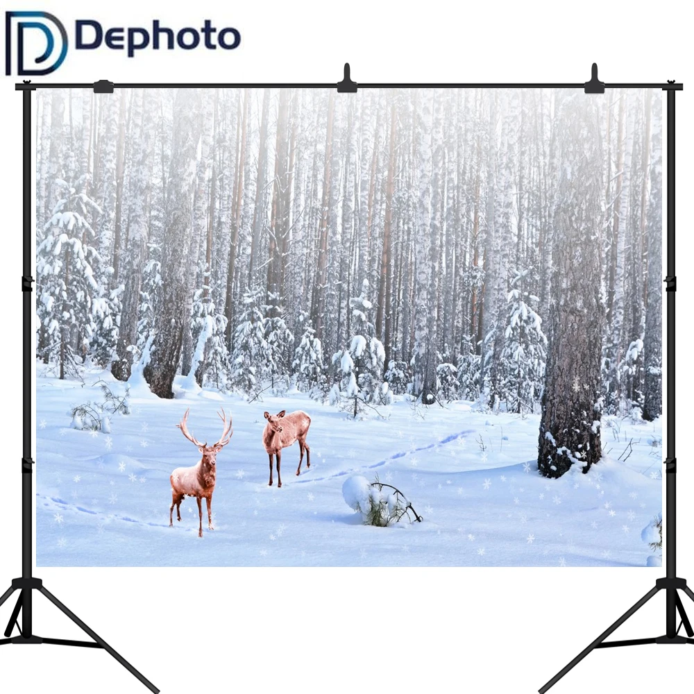 Dephoto Winter Background Dense Forest elk snow pine Photography Backdrops Christmas Decorations new photo studio | Электроника