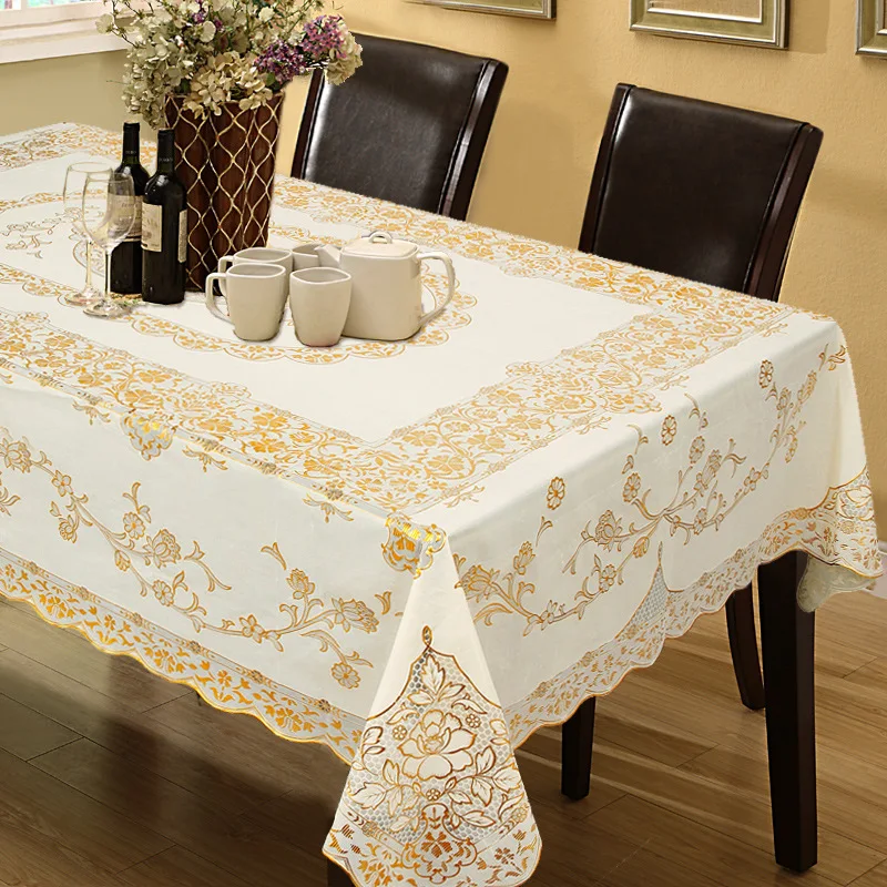 

New arrival Classical PVC Hot Stamping Tablecloth Waterproof Oilproof Decorative Floral Table Cover Coffee Anti-hot