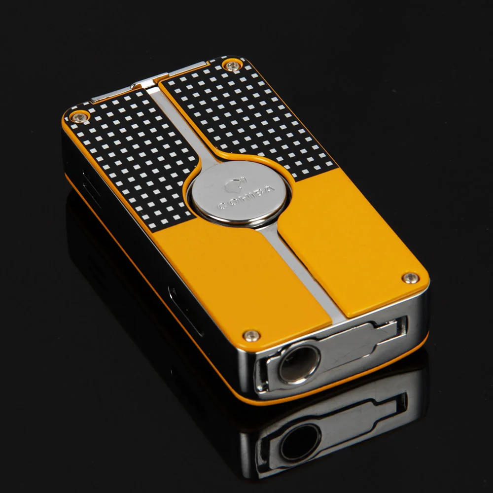 COHIBA Желтый классический 3 Факел Jet зажигалка для сигары W/удар новый дизайн|jet flame