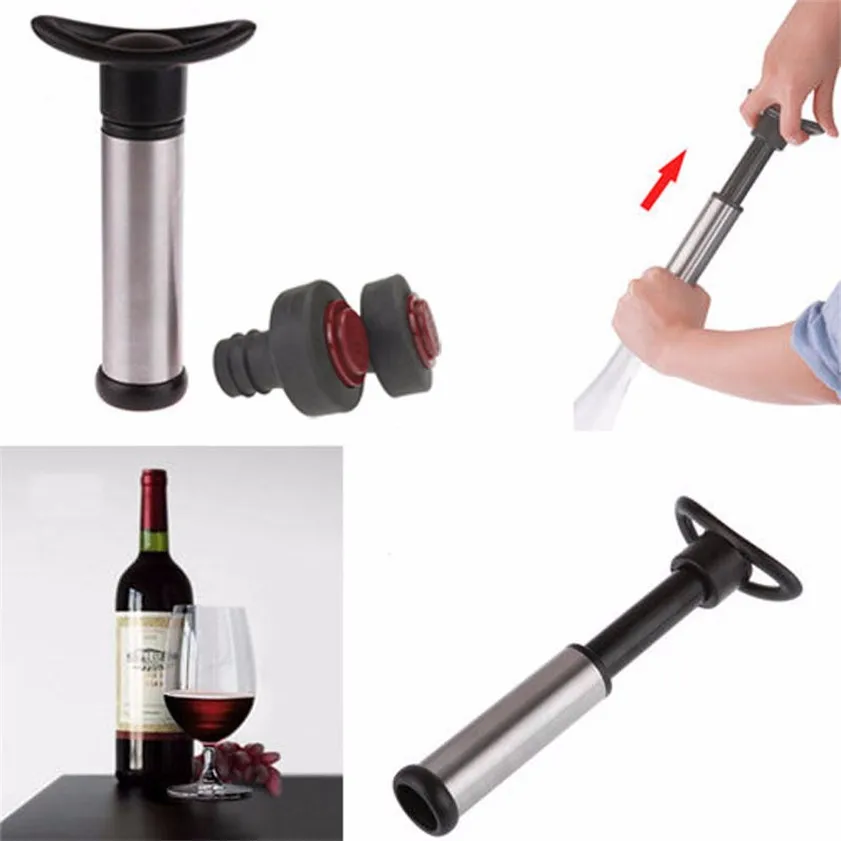 2017 Stainless Steel Wine Bottle Vacuum Saver Sealer Preserver Bar Pump