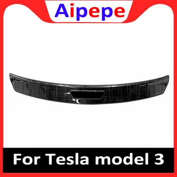 

Accessories For Tesla Model 3 18 2019 Stainless Steel Outside Rear Trunk Bumper Foot Trim Tail Door Sill Scuff Protection Plate