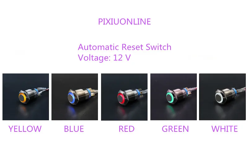 

1PCS YT956 Metal case Hole Size 19 mm Automatic Reset Switch Metal push button switch With LED Light 12V
