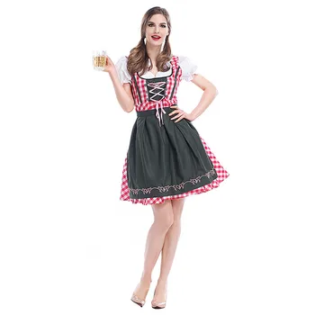 

Germany Tradition Costume Oktoberfest Beer Girl Costume Bavarian Dirndl Dress with Apron
