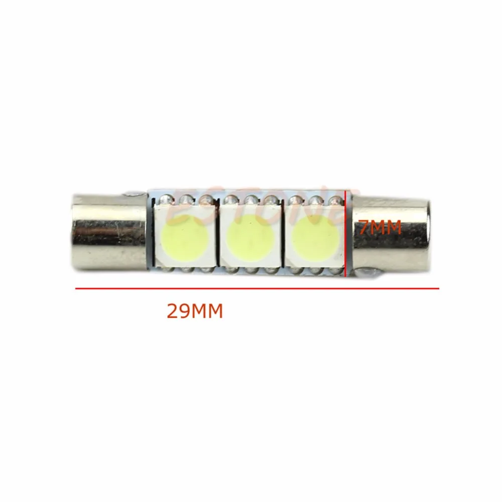 

1pcs 29mm T6 3 SMD 5050 LED Lamp Bulb For Car Interior Sun Visor Vanity Mirror Fuse Light Pure White AC12V car-styling