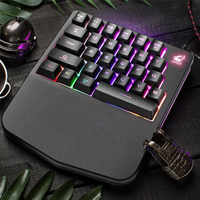 USB светящаяся игровая клавиатура светодиодная механическая для одной руки PUGB