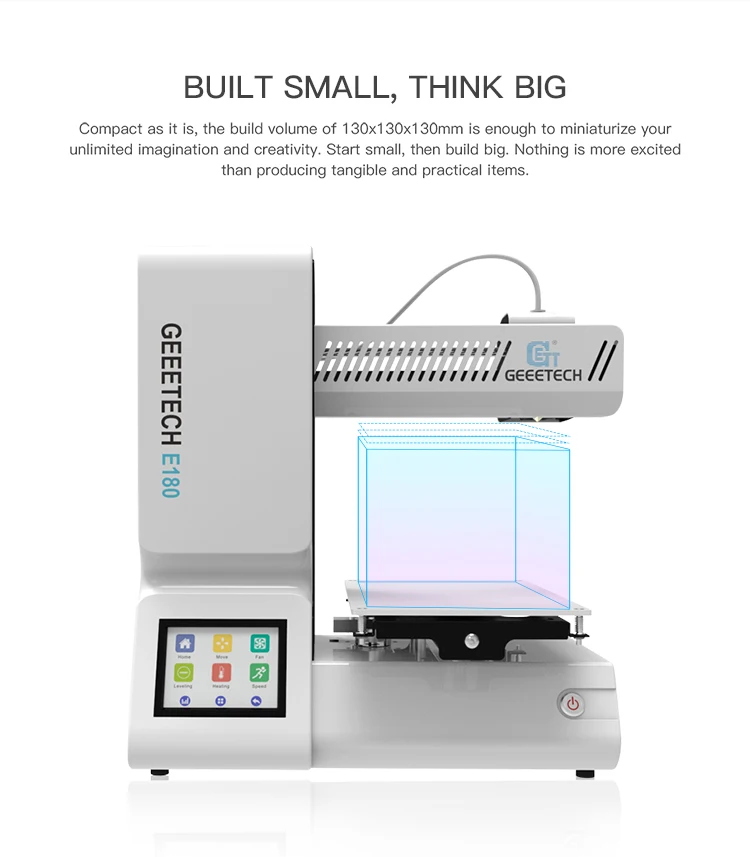 Geeetech 3d принтер E180 с полноцветным сенсорным экраном, Wi-Fi, металлическая пластина 1,75 мм, PLA нить, 3D-принтер с открытым исходным кодом