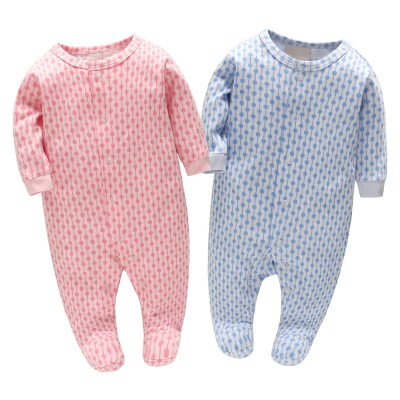 

Picturesque Childhood 2018 New Infants Baby Onesie Baby Clothing Cotton Pink and Blue Long Sleeved Bag Feet Climbing Clothes 103