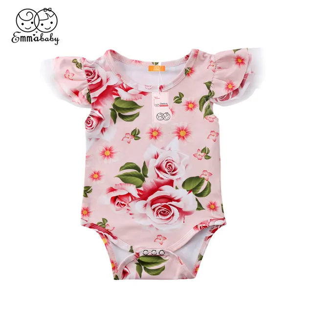 Lovely Baby Girls Clothes 2018 Summer Pink Newborn Baby Girl Flower