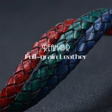 REAMOR Ретро красный темно-зеленый темно-синий шнур из натуральной кожи для DIY браслет ювелирных изделий фурнитура 5 мм круглый кожаный шнур 1 м