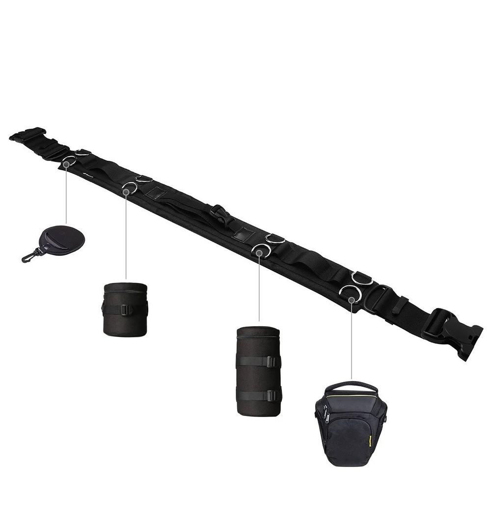 Adjustable Black Waist Strap DSLR Camera Waist Belt Nylon Functional Lens Bag Buckle for Camera Strap (4)