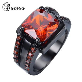 

Bamos Male Red Geometric Ring High Quality Fashion Black Gold Filled Jewelry Vintage Wedding Rings For Men 2017 New Year Gifts