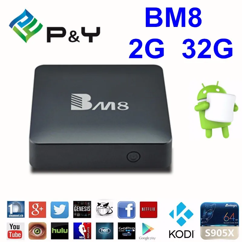 

BM8 Android 6.0 4K Smart TV Box 2G 32G Amlogic S905X Quad Core H.265 Media Player 2.4G&5G Wifi BT4.0 Mini PC VS T95X TVbox IPTV