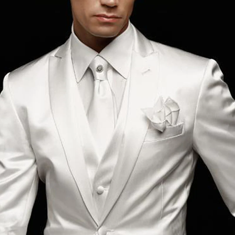Trois Smokings Gilet Costumes Commande veste A Sur Hommes Faite Blanc Beau Business De Revers Party Mariage Marié Un Pantalon 2018 Sommet Pièces Atteint SHgSqrBF