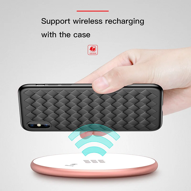 Baseus Luxury Grid Pattern Case For iPhone X Cases Ultra Thin Soft Silicone Protective Case For iPhoneX Cover Matte Coque Funda