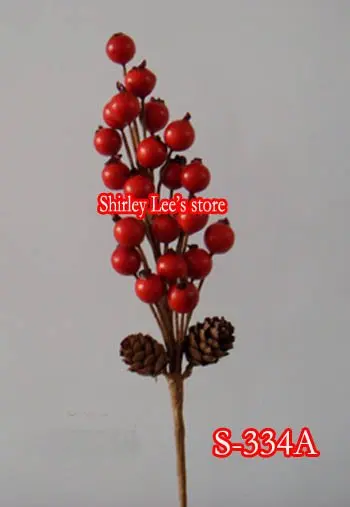 132 шт. X Pretty RED Berry W/Mini Pine Cone pick, рождественские украшения,* по EMS