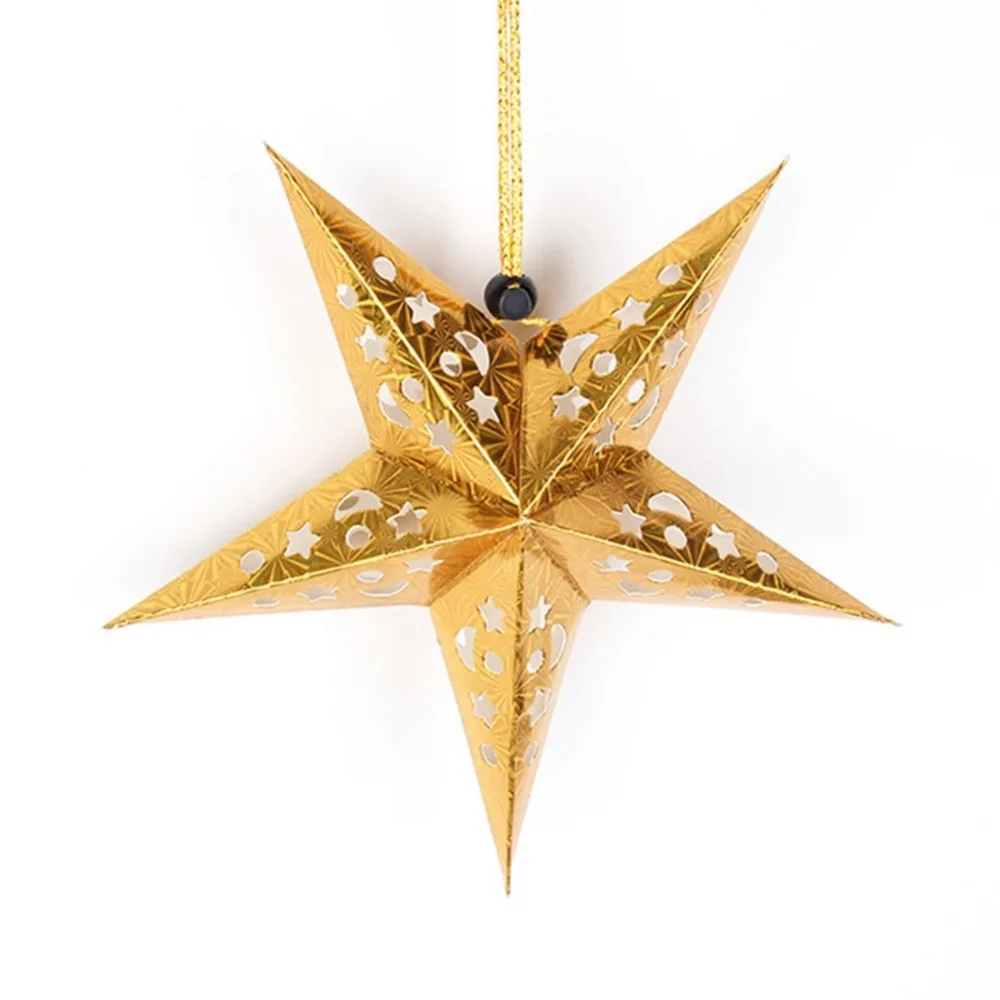 

3D Hollow Star Pentagram Paper Lantern Lampshade Ceiling Hanging Decorations for Christmas Party