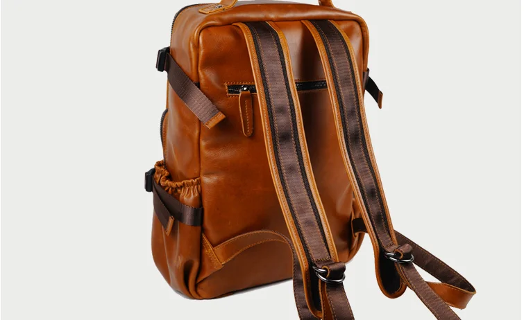 Вместительный мужской рюкзак из натуральной кожи в консервативном стиле, дорожная уличная сумка, сумка для ноутбука, молодежная школьная сумка из воловьей кожи D636