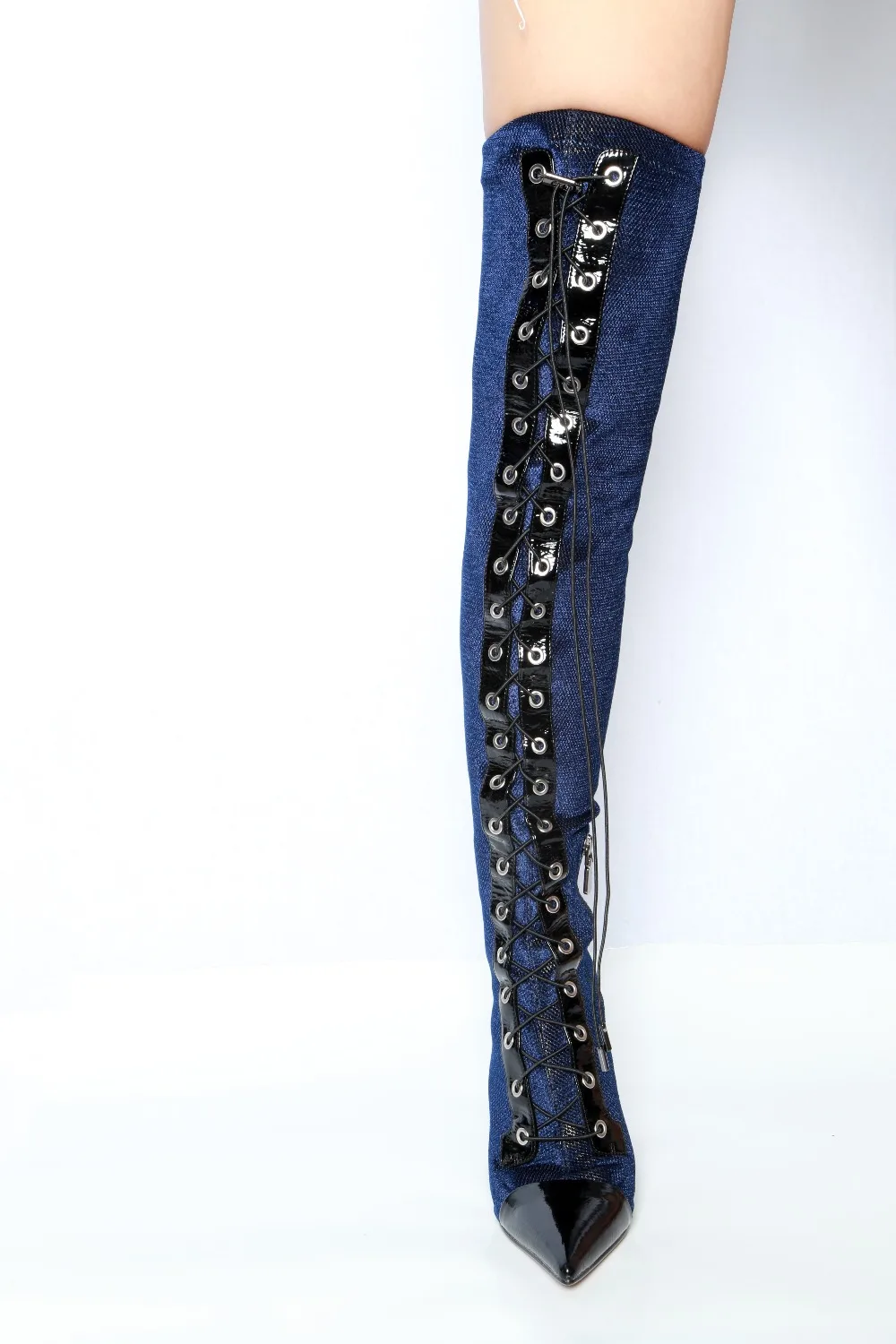 Del Dedo Extraño Marca Cuero Rodilla De Botas Picture Zapatos Sobre Pista as Metal Cruzadas Estilo As Mujeres Terciopelo Punta En Diseño Picture La Tacón Las Pie Td7wnqU