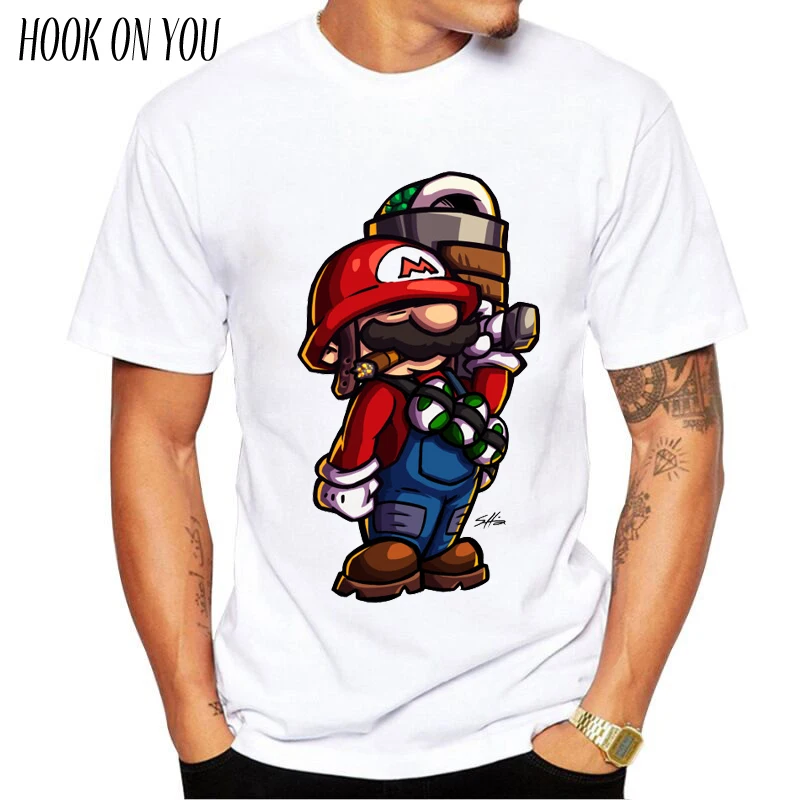 Для мужчин модные T рубашка хипстер печатных футболки топы с короткими рукавами с Супер Марио, с рисунком периодической таблицы мышцы SuperMario плеер - Цвет: C0148-A22-3