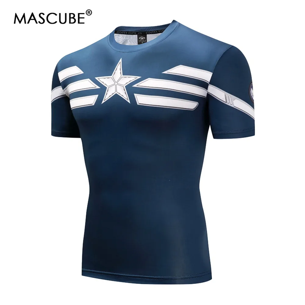 

MASCUBE 3D Printed T-shirts Men Iron Man T Shirt Captain America Tee 2018 Avengers Fitness Male Crossfit Tops Fitness Tights