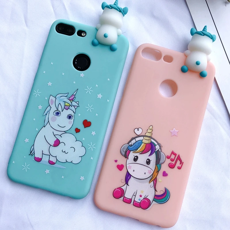 Y5 Y6 Y7 Prime 3D чехол для etui huawei Y7 Prime чехол Kawaii Медведь Единорог для Funda huawei Y5 Y6 Y7 Prime чехол