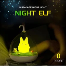 Ночные лампы, горячая Распродажа, светодиодный ночник с сенсорным датчиком, перезаряжаемая лампа в виде птичьей клетки для детской спальни в подарок