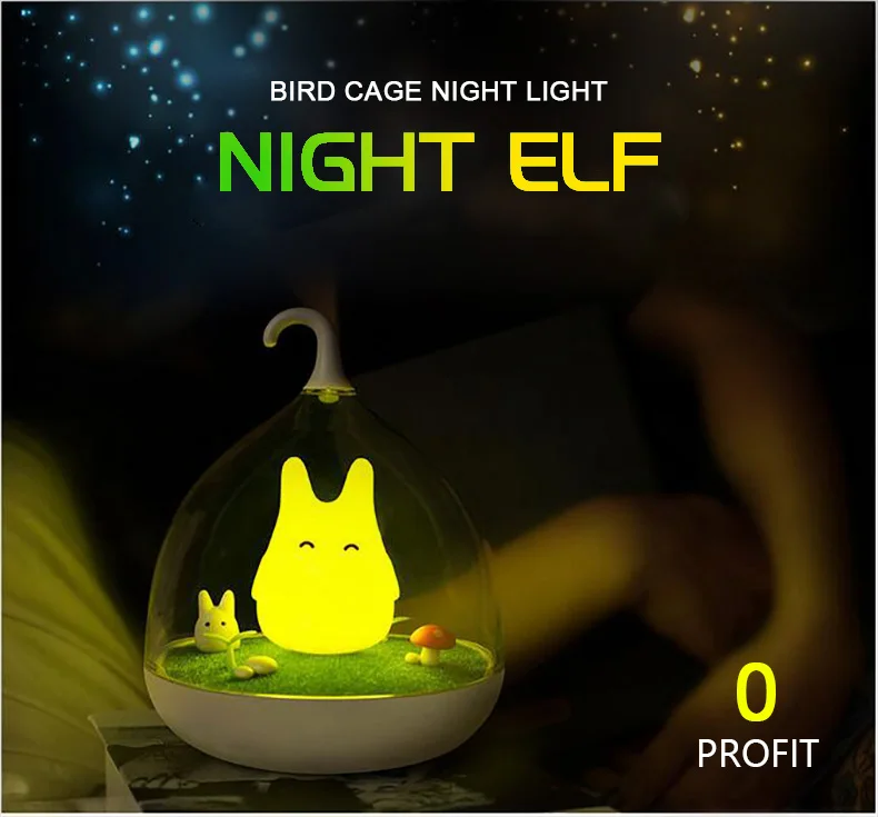 Birdcage Rechargeable USB Night Light Lamp Tap Sensor Kid Warm Lamp Night Light 