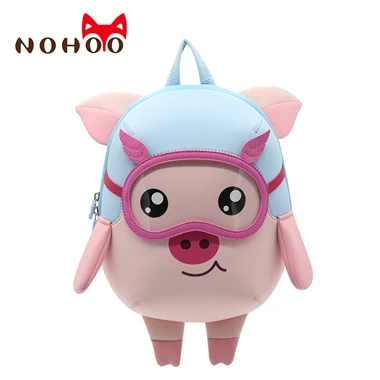 NOHOO школьная сумка 3D мультфильм водонепроницаемый детский рюкзак пилот свинья детский сад школьная сумка высокого качества для девочек от 2 до 6 лет - Цвет: Pilot Pig